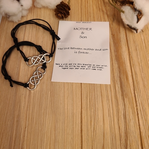 🖤🖤BACK IN STOCK🖤🖤Very Nice Mother and Son Double Infinity Bracelets in BLACK - Picture 5 of 12